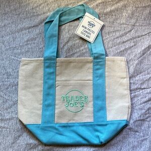 Trader Joe’s mini pastel Canvas Tote Bag in baby blue
